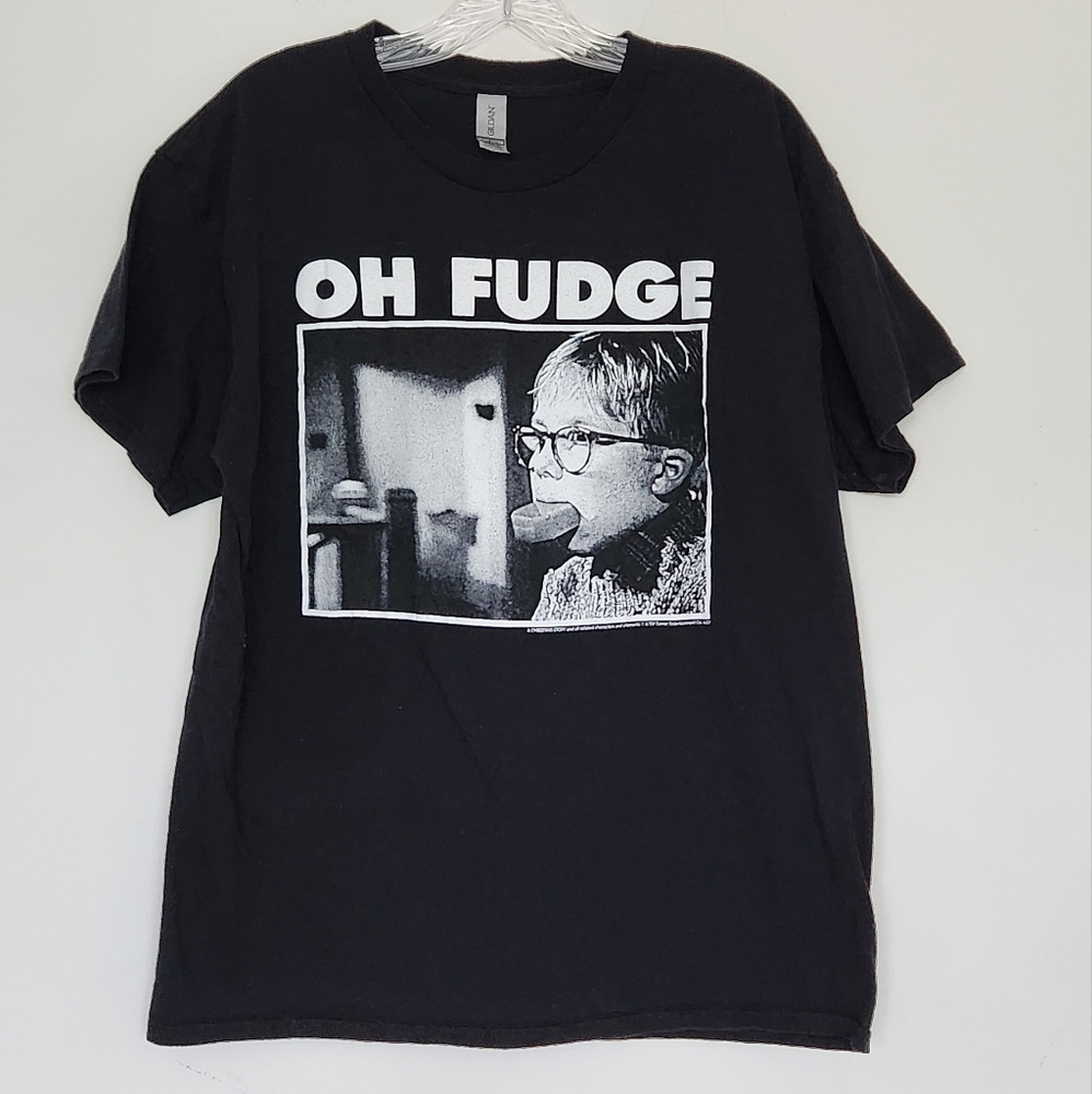A Christmas Story Oh Fudge Graphic Tee Black Fruit of the Loom T shirt Large